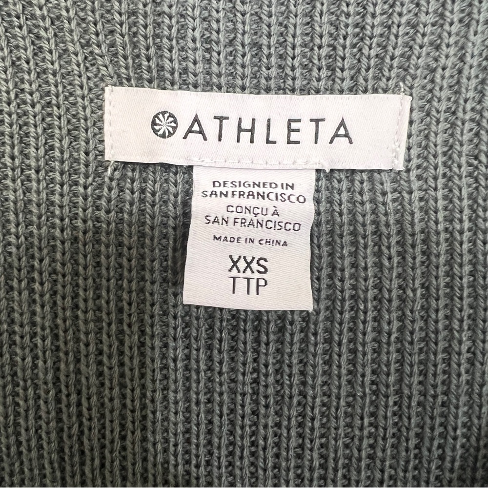 ATHLETA Hanover Ribbed V-Neck Wool Blend Sweater Gray Mist - Picture 3 of 6